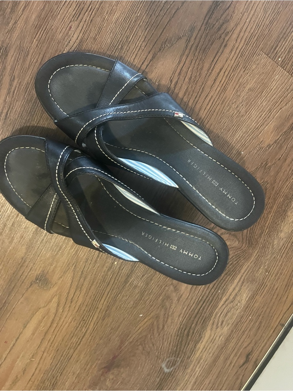 Tommy Hilfiger Black Crossover Slide Sandals